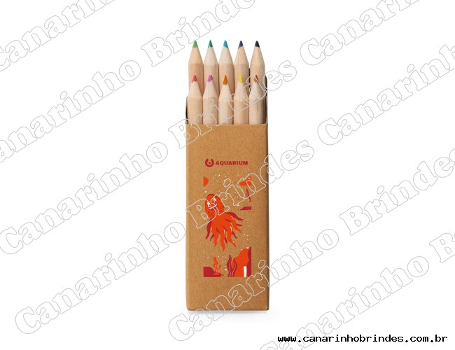 Caixa de cartão com 10 mini lápis de cor personalizada
