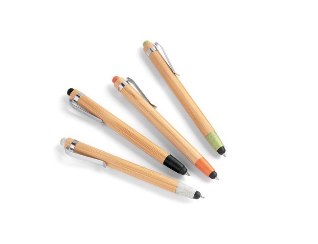 Esferográfica em bambu com ponteira touch Personalizada