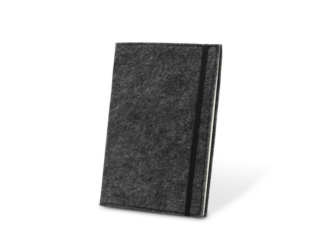 Caderno A5 com capa em feltro 100% reciclado