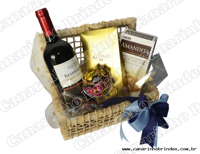 Cesta com chocolate e vinho - 2968