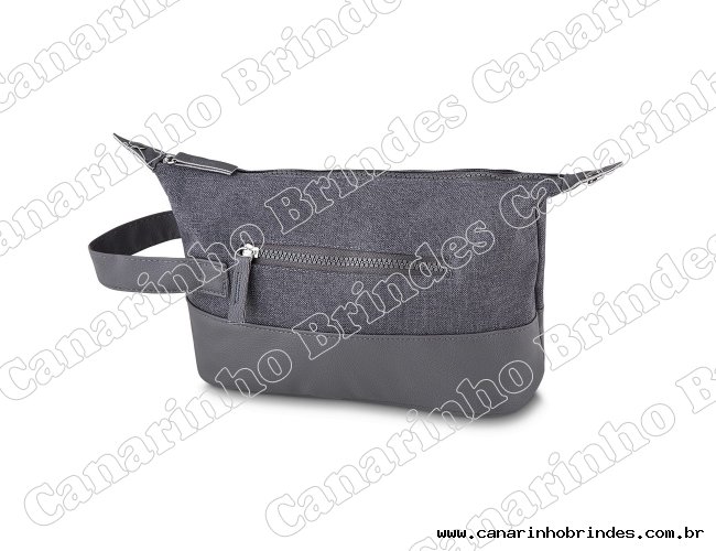 Necessaire Nylon com detalhes em Couro Sinttico