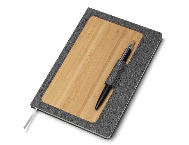 Caderno A5 Capa em RPET e Bambu personalizado