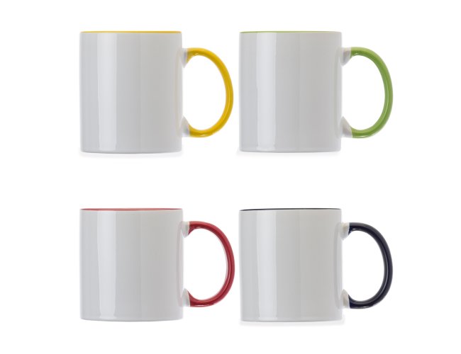 Caneca Porcelana 350ml com Borda Colorida - 1013