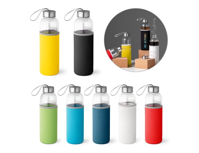 Squeeze 520ML  de Vidro e ao inox Personalizado