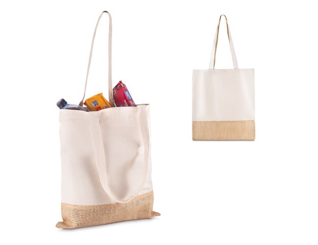 Sacola em Algodo e Juta 220g/m (42x38x8,5cm)
