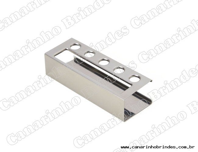 Porta Carto Inox com Suporte Para Canetas