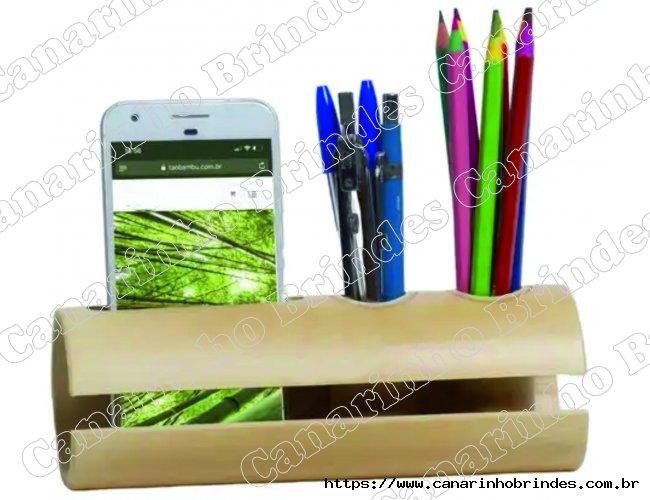 Porta Caneta em bambu personalizado