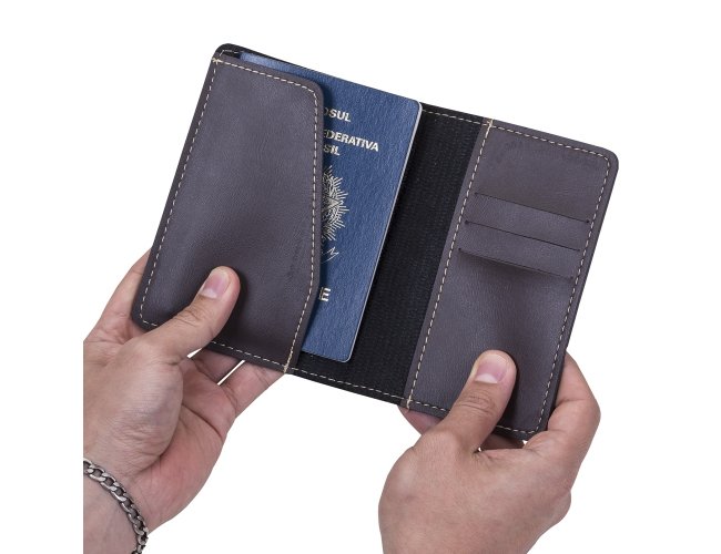 Porta Passaporte Bidins em Couro Sinttico